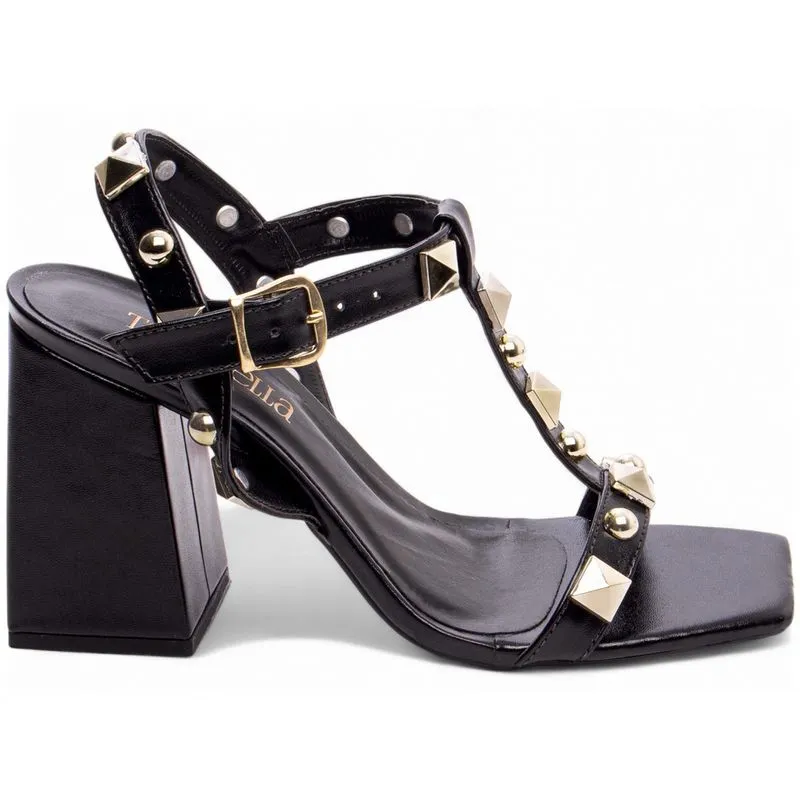 Sandália Feminina Salto Alto Grosso Bloco Bico Quadrado 9 cm Torricella