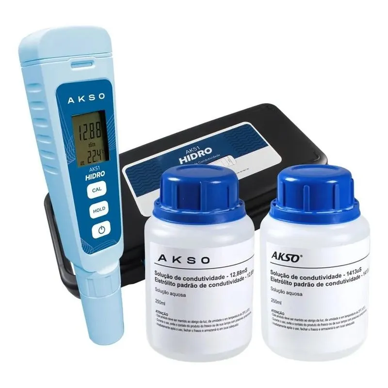 Condutivímetro Medidor Ec E Temperatura Portátil + Soluções