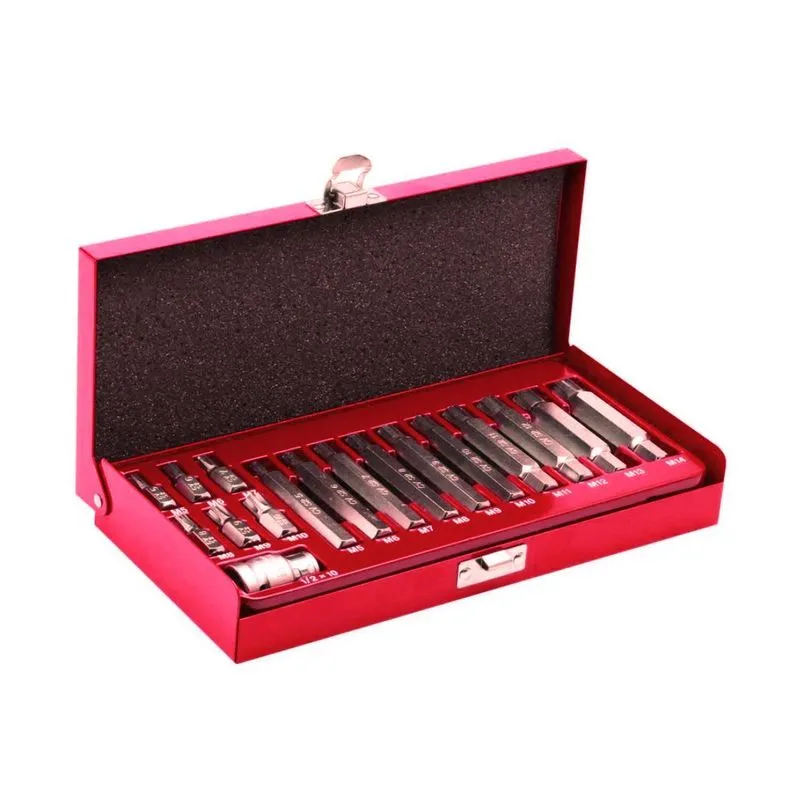 Kit Jogo Chave Bits Torx Ribe Para Cabeçote E Adaptador 1/2