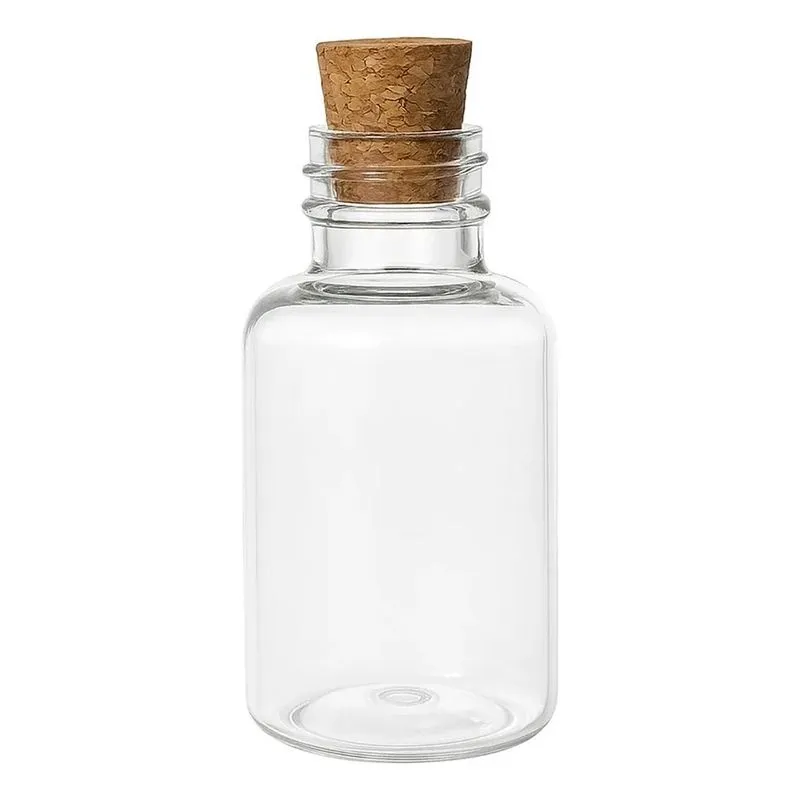 Mini Garrafinhas De Plastico 30ml Com Tampas De Rolha 50 Uni