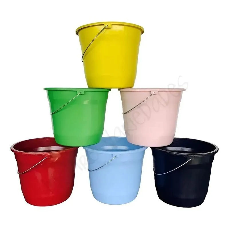 Kit 4 Baldes Pequenos Colorido Alça Ferro 5 Litros Plástico