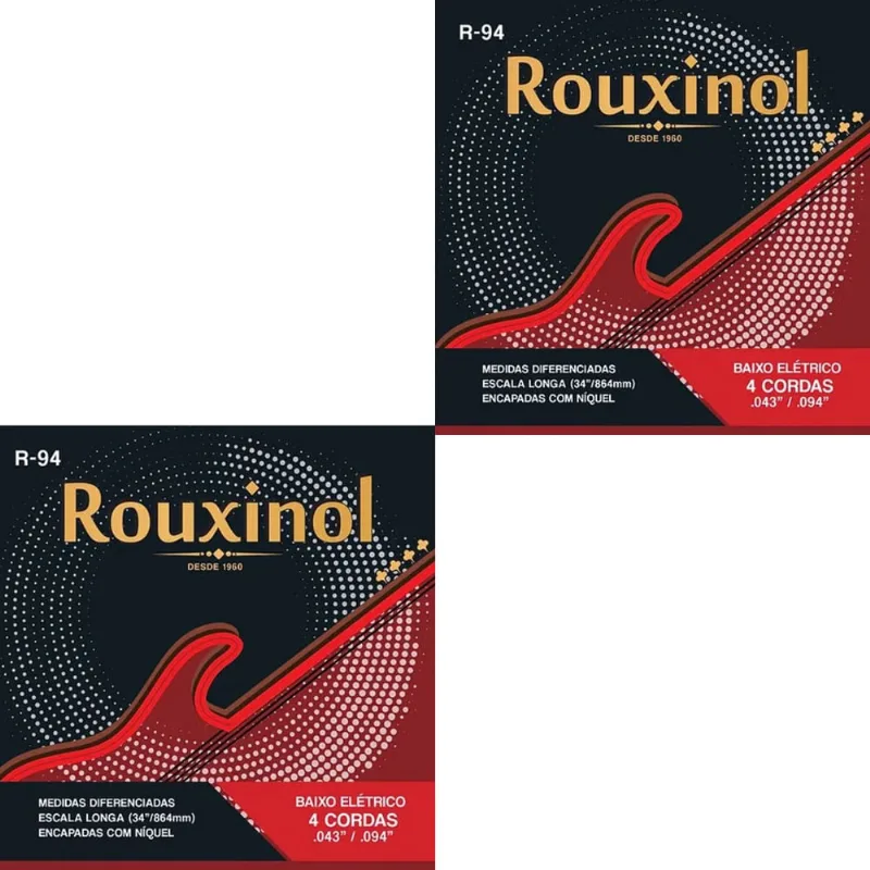 Kit 2 Encordoamento Baixo Elétrico 4 Cordas R94 0.43 Rouxinol PRR94L