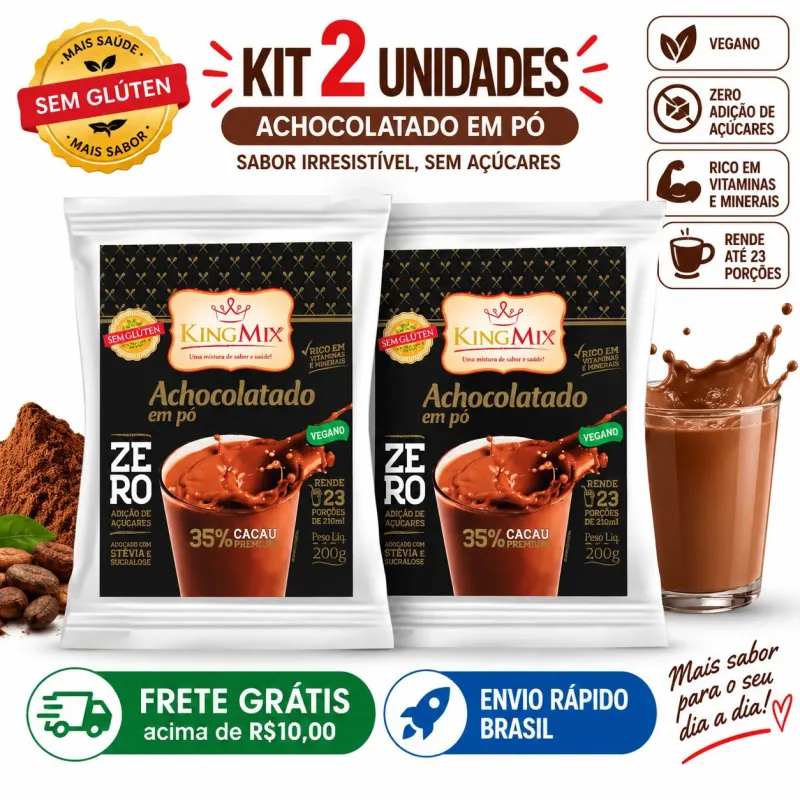 Kit 2 unidades Sachê Achocolatado Zero Açúcar 200g