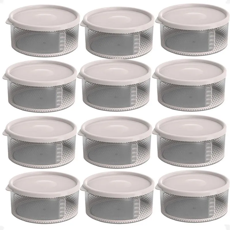 12 Pote Para Alimentos Transparente Redondo 700 Ml Com Tampa