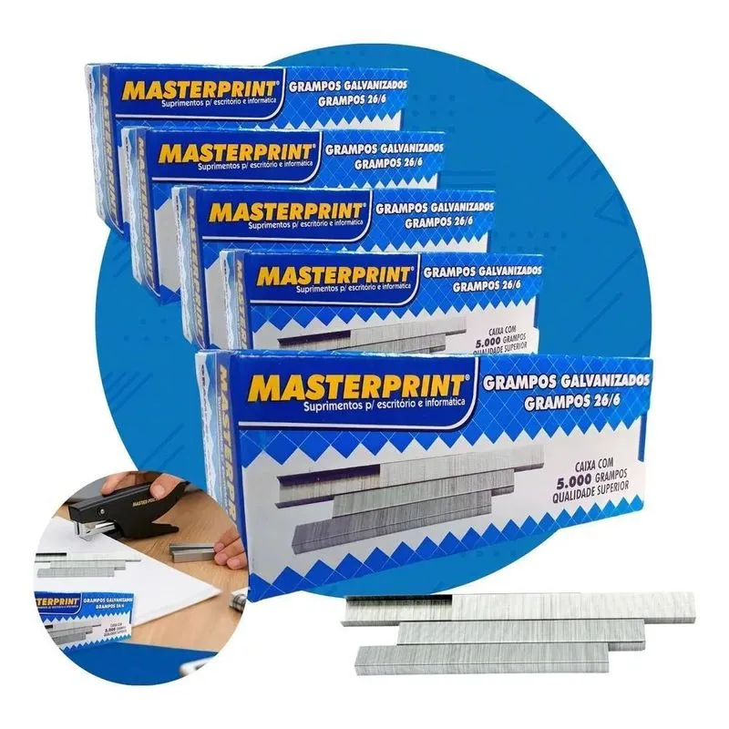Grampo Galvanizado 26/6 5000 Grampos Kit 5 Caixas Resistente