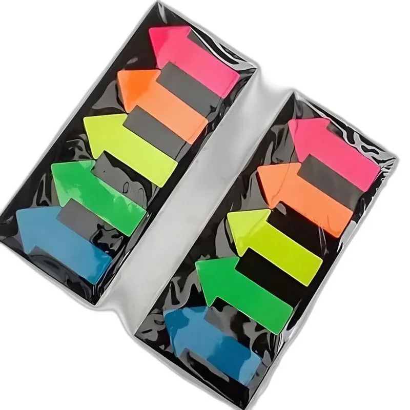 Kit 10 Blocos Marca Página Adesivo Seta 5 Cores 20 Folhas