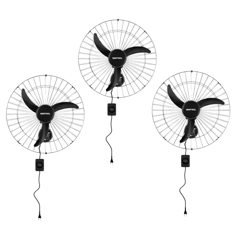 Kit 3 Unidades Ventilador De Parede Bivolt 60 cm New Premium Profissional Ventisol