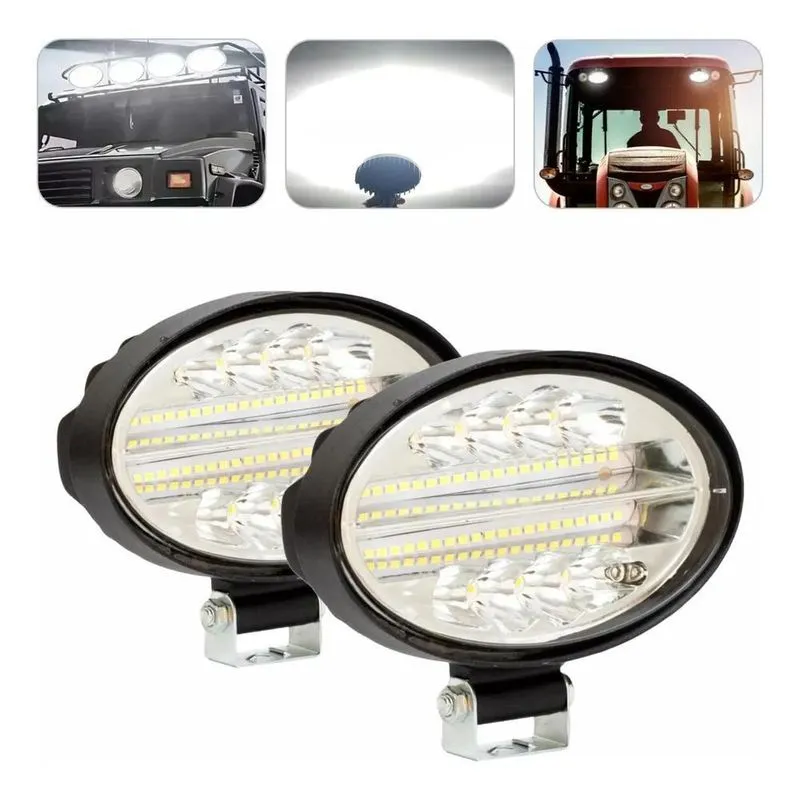2 Faróis Led Milha Auxiliar 144w Trator Colheitadeira