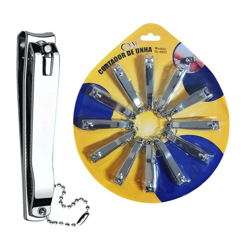 Kit 12 Cortador De Unha Grande Aco Inox Cartela Mãos E Pés