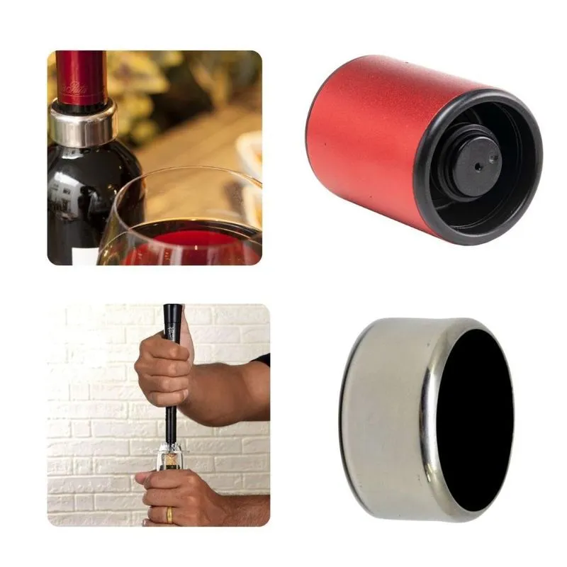 Kit Vinho Tampa à Vácuo Saca-Rolhas e Anel Corta Gotas Prana