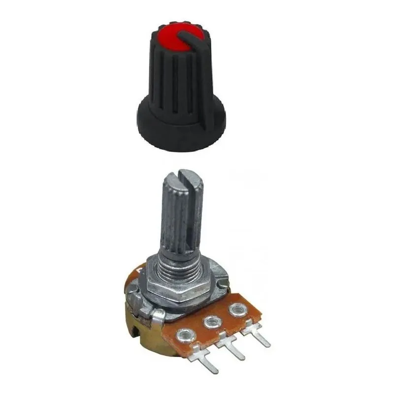 10x Potenciômetro 10k Linear Com Eixo L20 Estriado + Knob