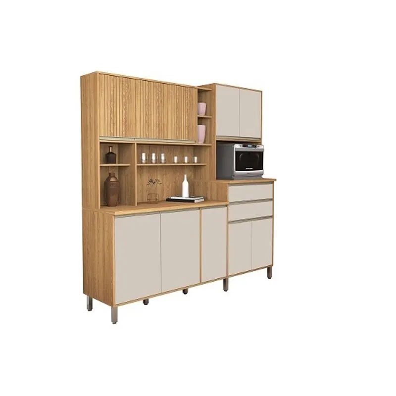 Kit Cozinha Gabi 10 Portas Ripado Freijó/Off White – Vitamov