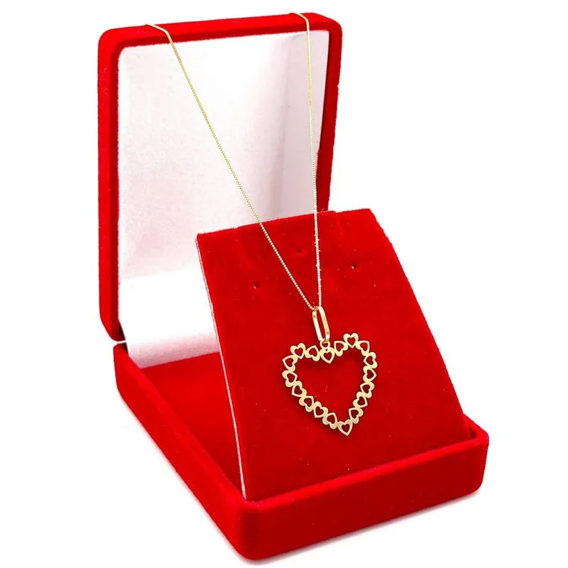Colar Cordão Feminino De Ouro 18k 50cm E Pingente Coração