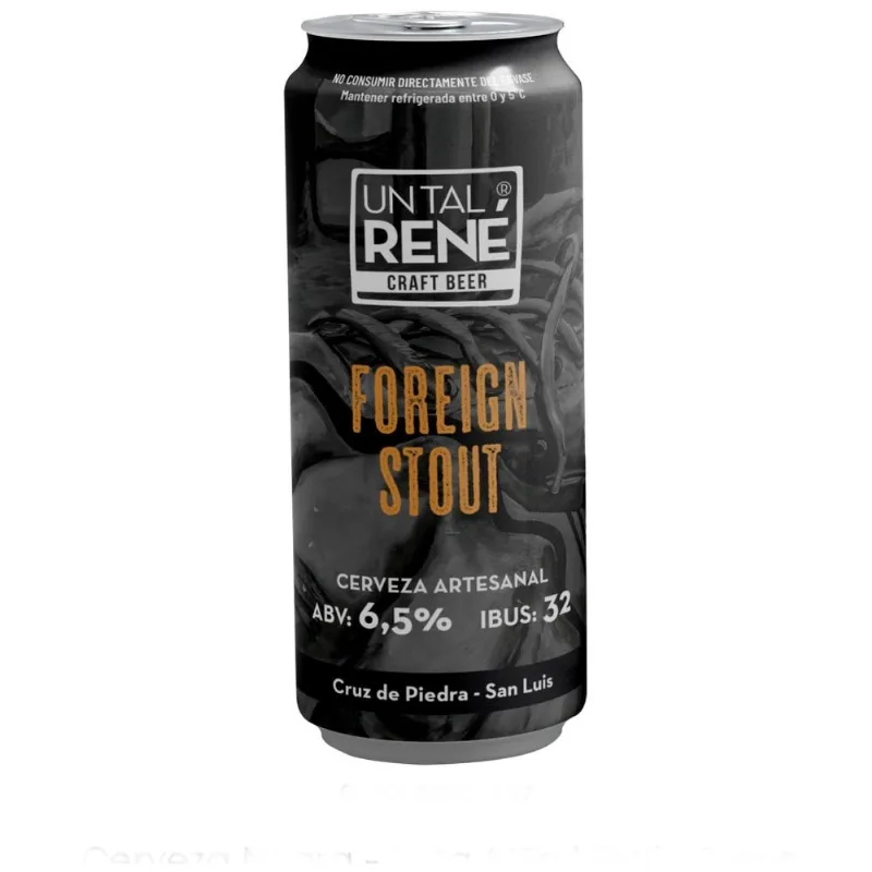 Cerveza estilo Stout Un Tal Rene en lata 473 ml