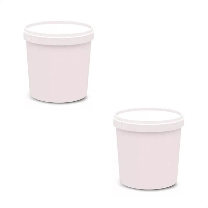 2 Potes Para Alimentos 500 Ml Branco Com Tampa Pp 11X9,5 Cm