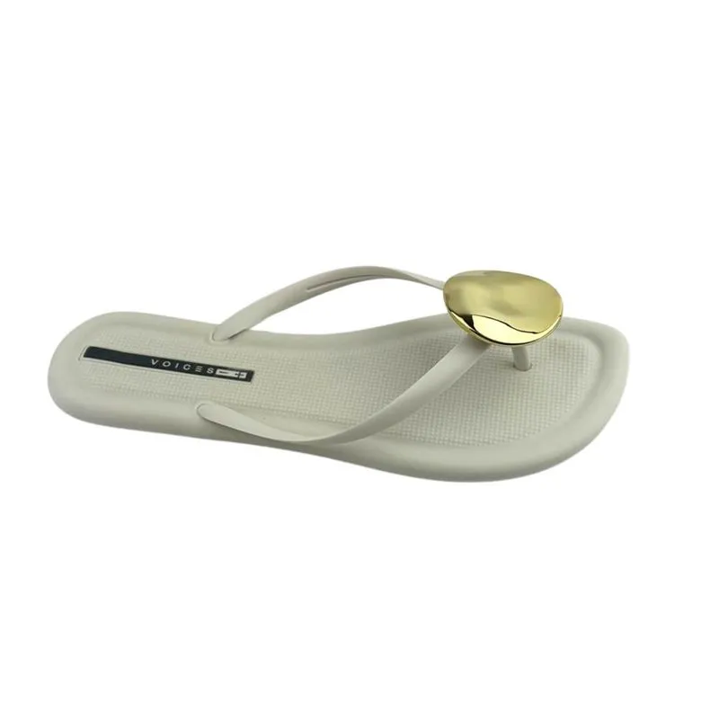 Chinelo Feminino Voices 16.00002 35/36 / BRANCO OFF/DOURADO