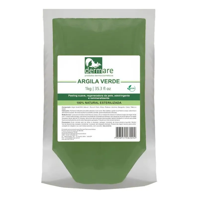 3x Dermare Argila Verde 1kg Para Pele