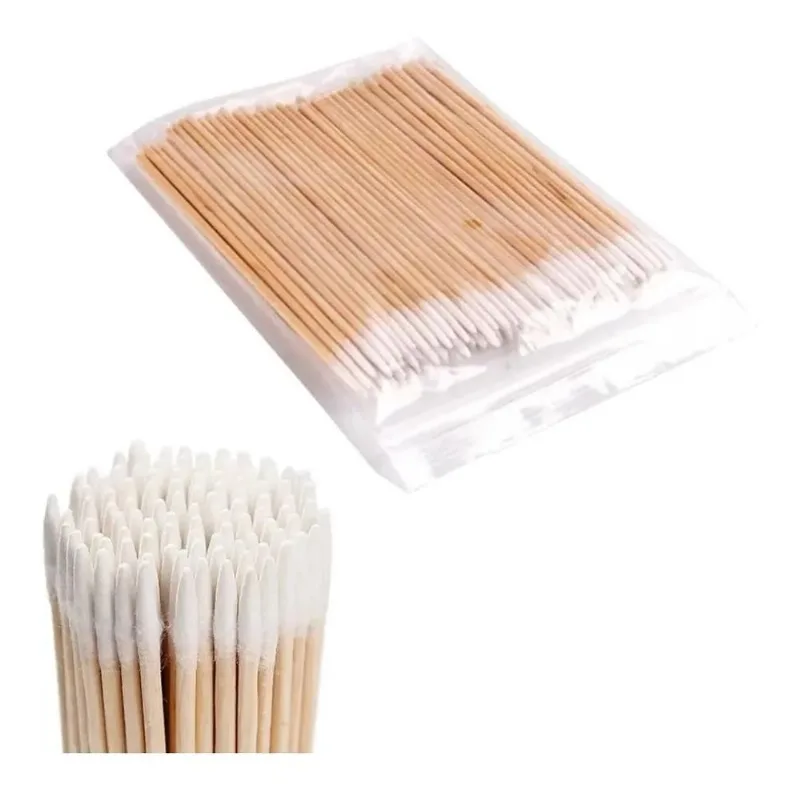 Kit 200 Palitos Com Algodão Limpeza Henna Micro Sobrancelha