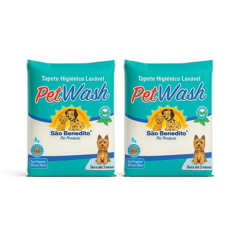 Kit 2 Tapetes Petwash Reutilizável 60x50cm Cães E Gatos