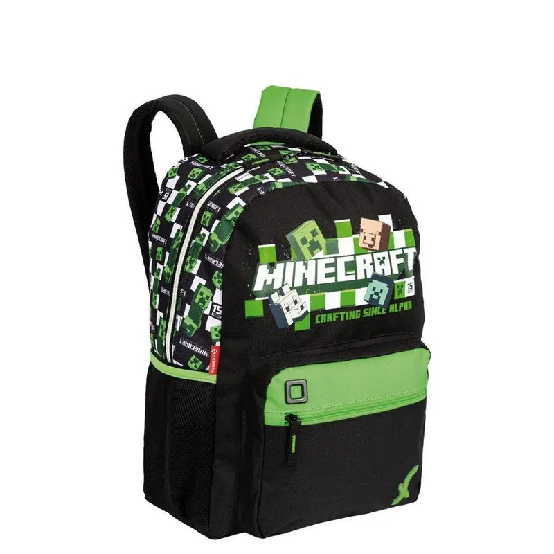 Mochila De Costas Minecraft Creeper Infantil Escolar Passeio