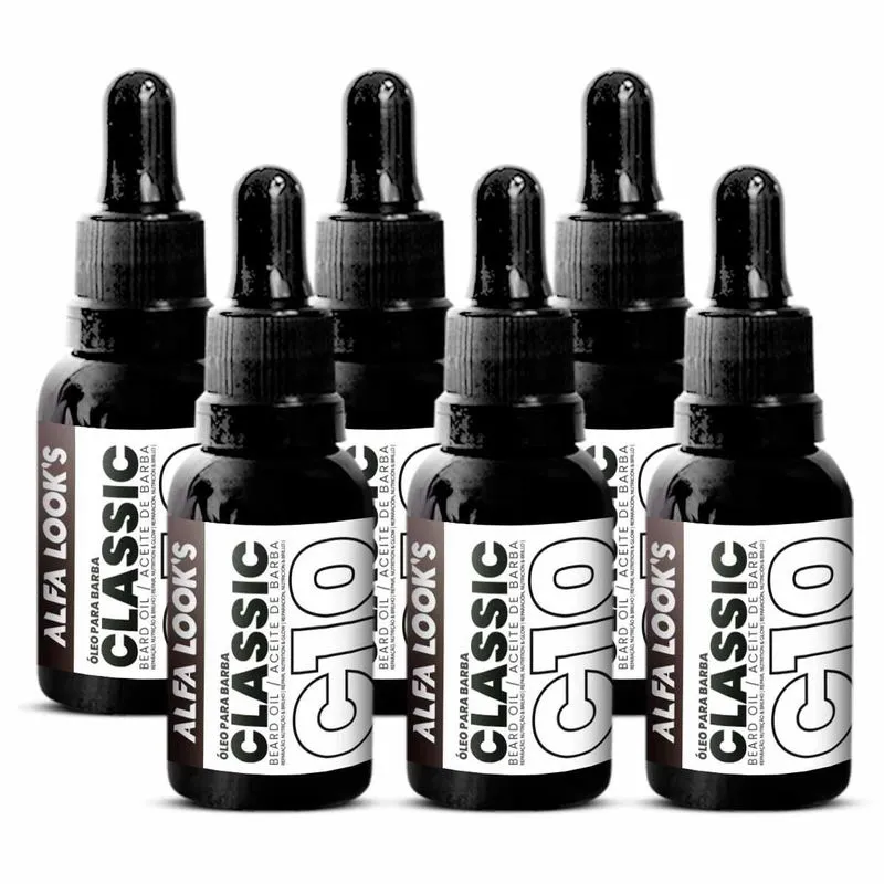 Kit 6x Oleo Barba Hidratante Classic C10 30ml Alfa Looks