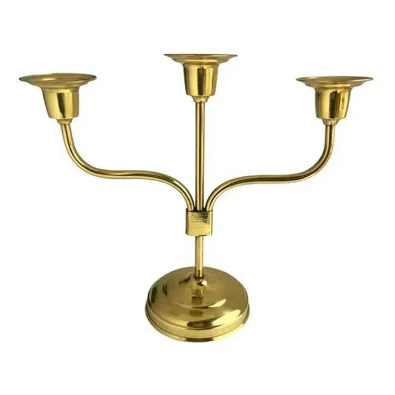 Castiçal Em Latão 3 Velas Candelabro
