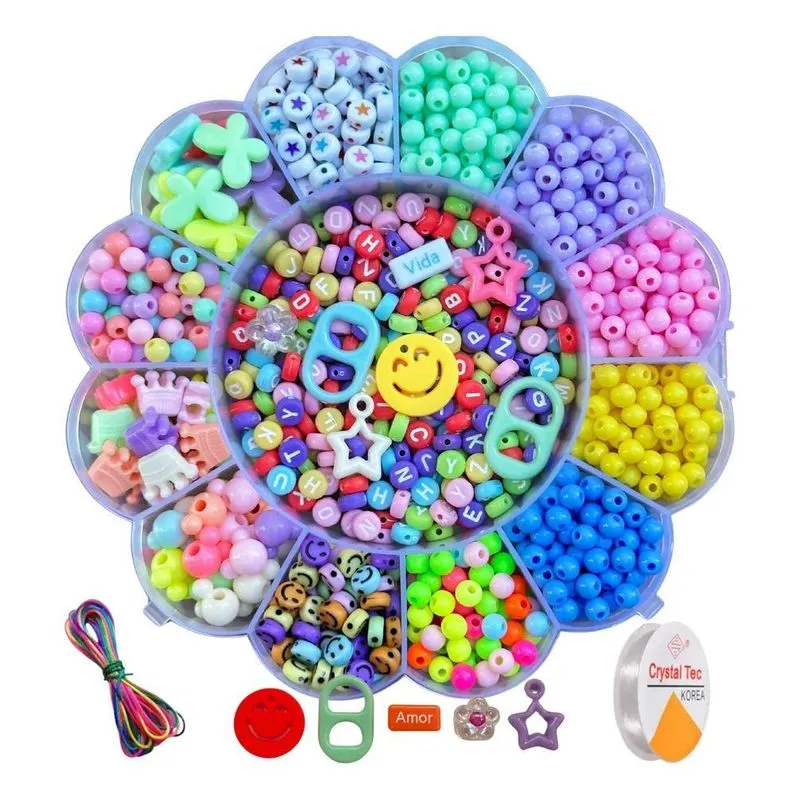 5x Kit Miçangas Infantil Para Montar Pulseiras Colar Bijuter