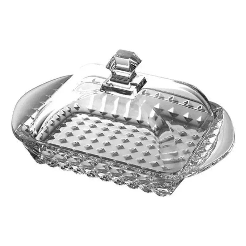 3x Manteigueira De Vidro Belmont Com Tampa 17x10cm Cor Incol