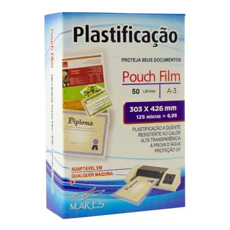 Plástico Para Plastificação A3 303x426x0,05mm 50un