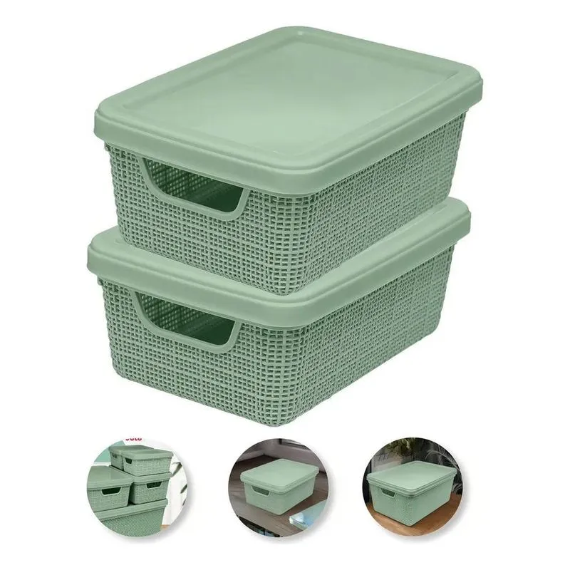 Kit 2 Caixa Organizadora C/tampa 5l Reforçada Jaguar Cor Ver