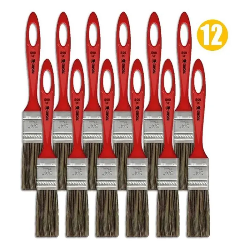 Pincel Trincha Para Pintura Parede Tigre 12 Pç 3/4 Pol