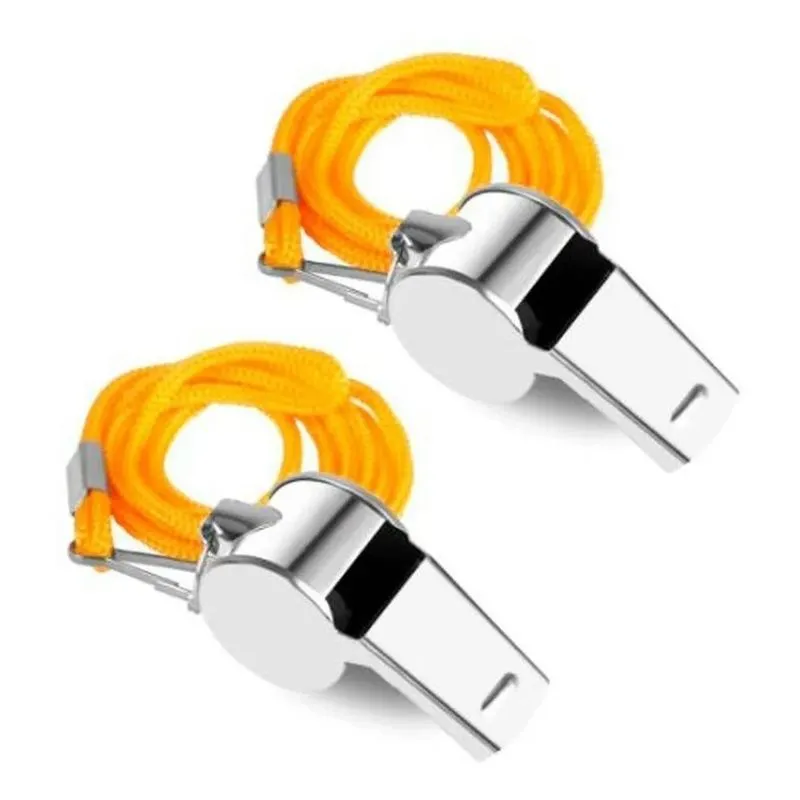 Apito De Metal Profissional Com Cordão 2 Unidades Resistente