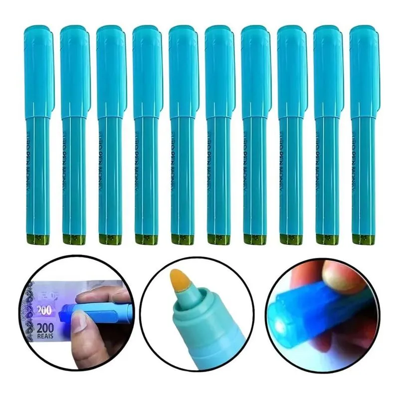 3x Kit 10 Canetas Para Detectar Dinheiro Falso Nota Falsa
