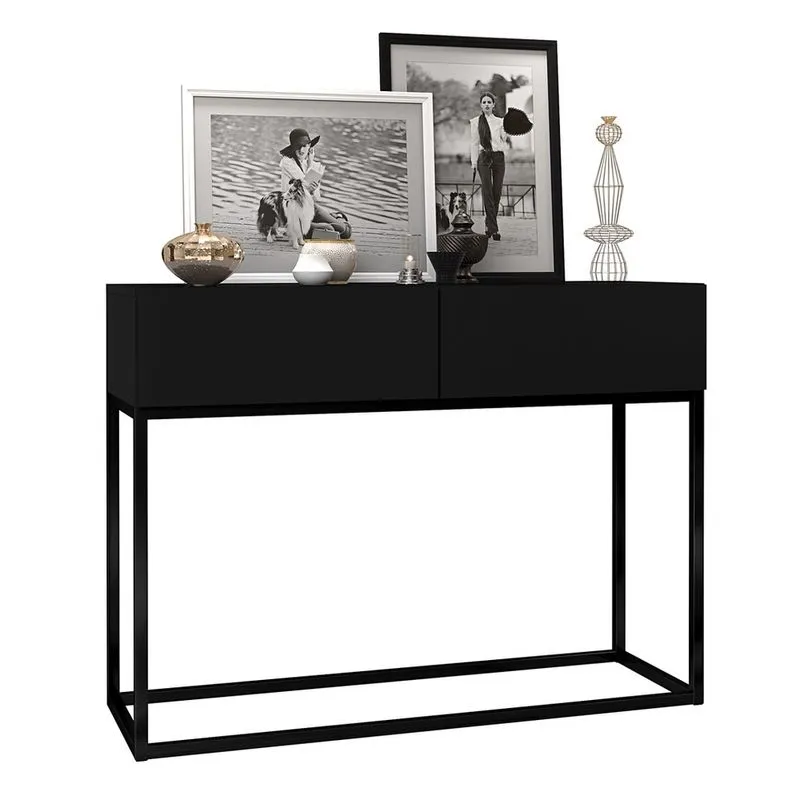 Aparador Buffet Eros 90cm Estilo Industrial Base de Ferro Preto