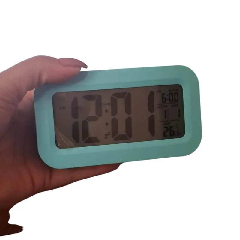 Relógio Digital Despertador Recarregável Mesa Cabeceira