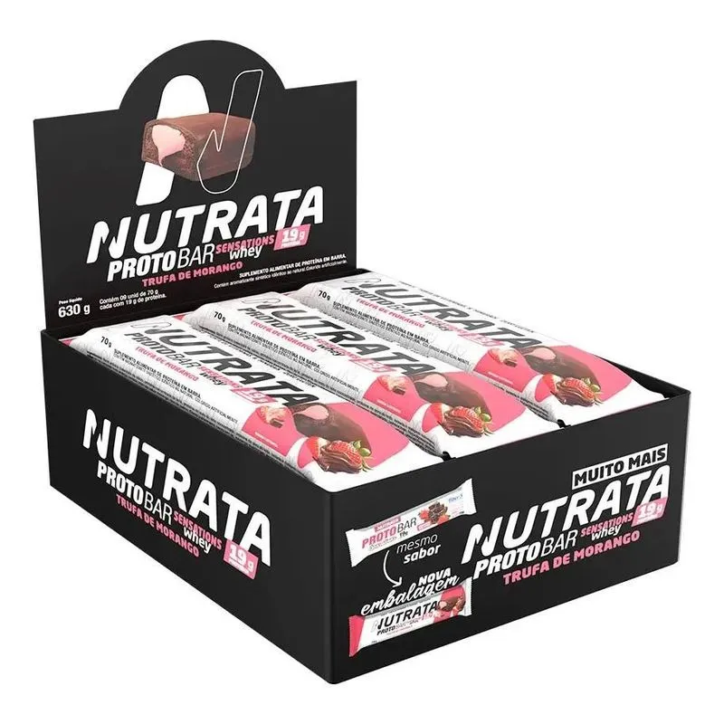 3x Suplemento En Barra Nutrata Proteínas Sabor Morango Com C
