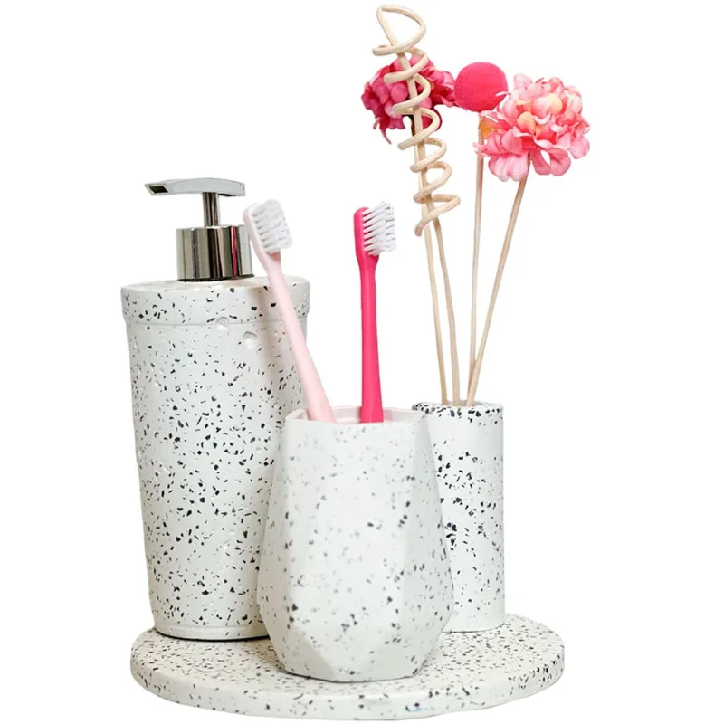 Kit Artesanal Saboneteira Porta Escova Vaso Para Flores E Plantas Aquáticas E Base De Cimento