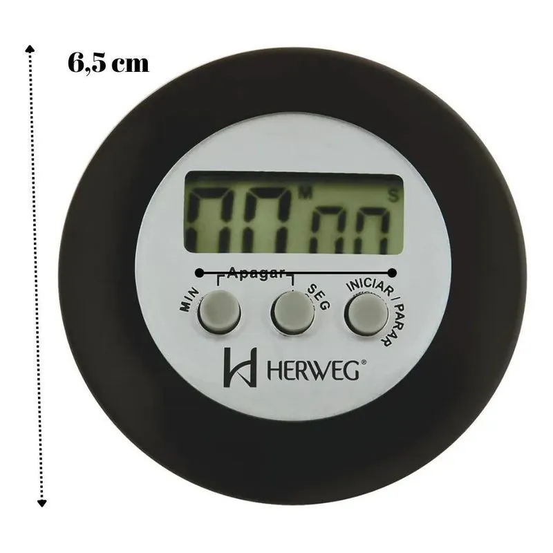 Cronômetro Digital Progressivo Regressivo Preto Timer Herweg