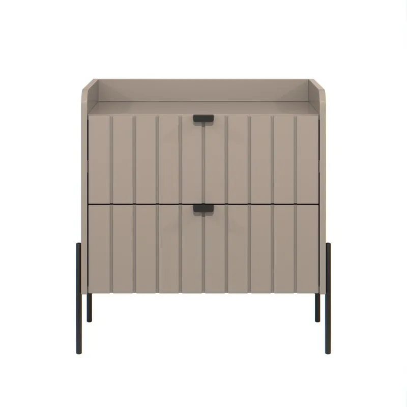 Mesa de cabeceira conect em madeira mdf moriah 60cm pés de ferro preto