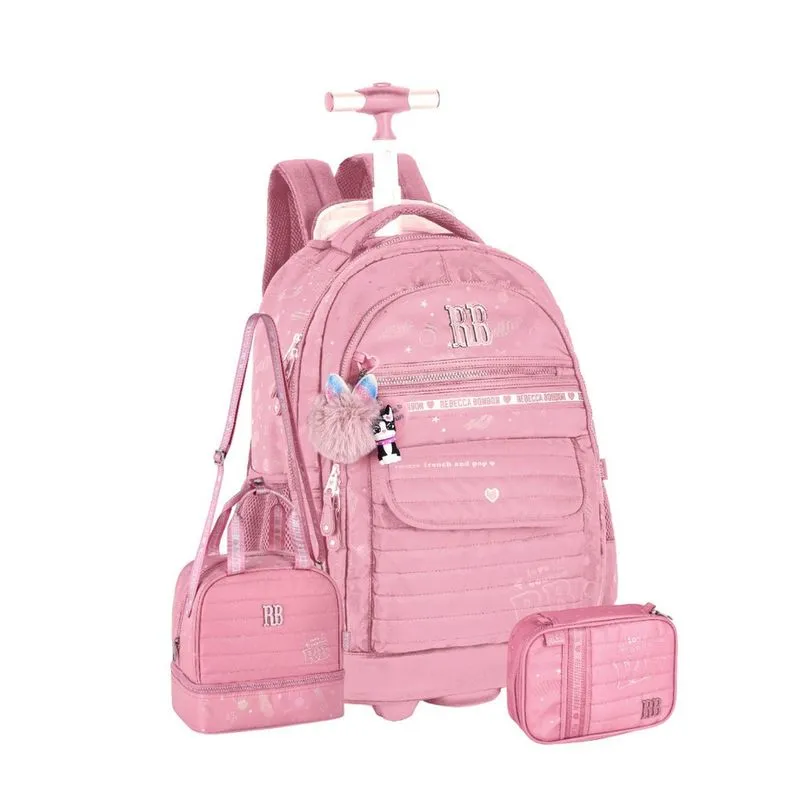 Kit Mochila Rebecca Bonbon Rodinha Lancheira Estojo Juvenil
