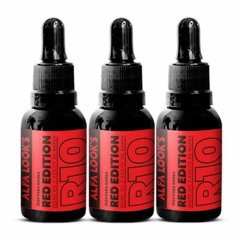 Kit 3x Oleo Para Barba Red Edition R10 30ml Alfa Looks