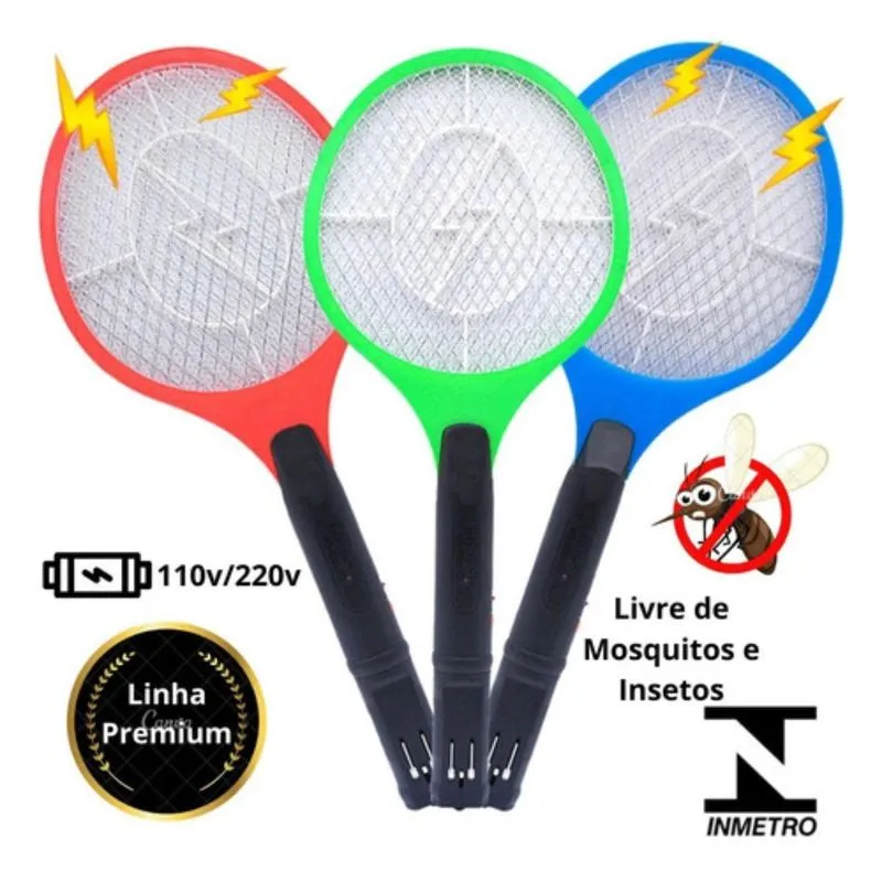 Raquete Elétrica Bivolt Contra Insetos Com Sensor De Toque