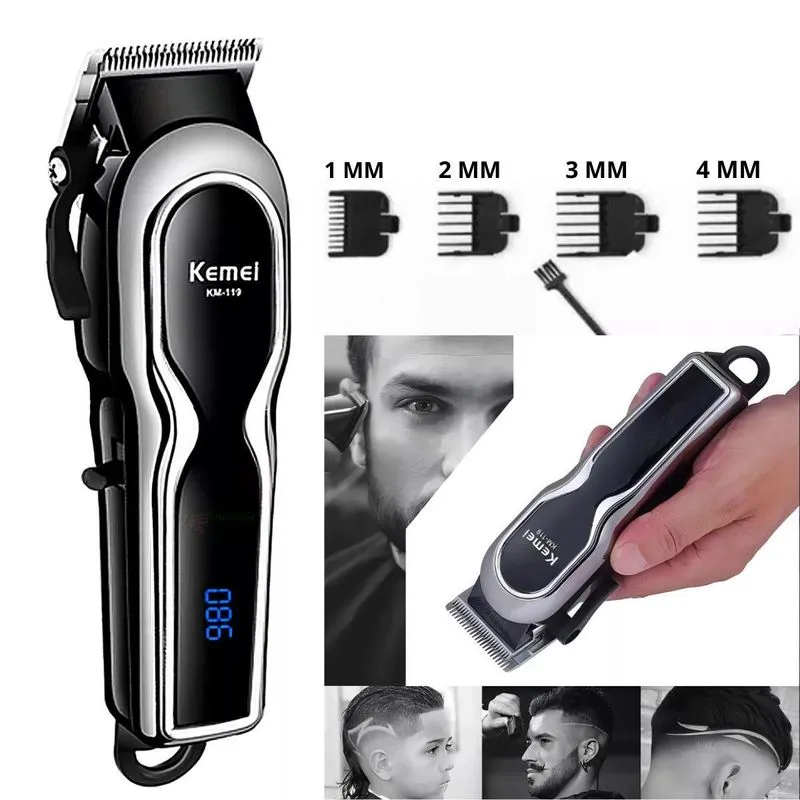 Máquina De Cortar Cabelo Kmei Km-119 Moderna Para Barbearia