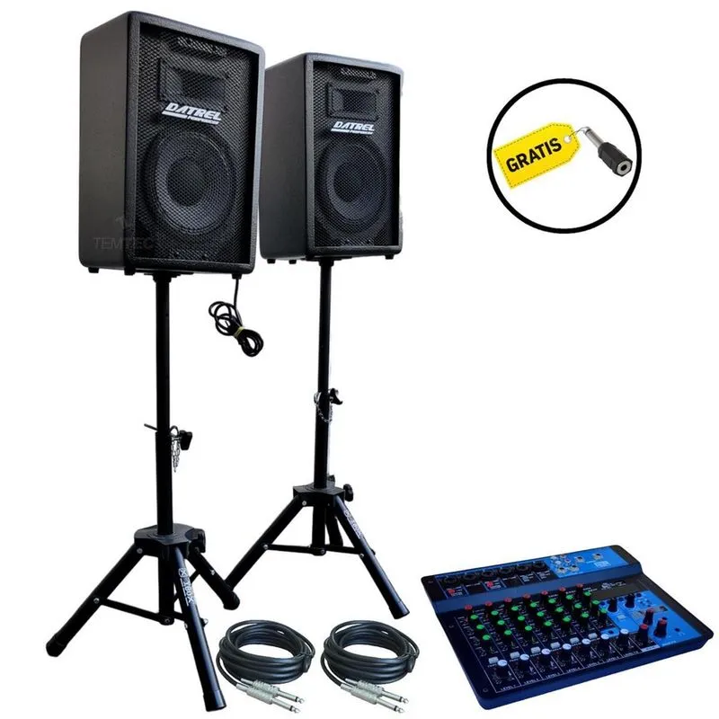 Caixa som ativa passiva datrel mesa 8 300W rms tripé mesa