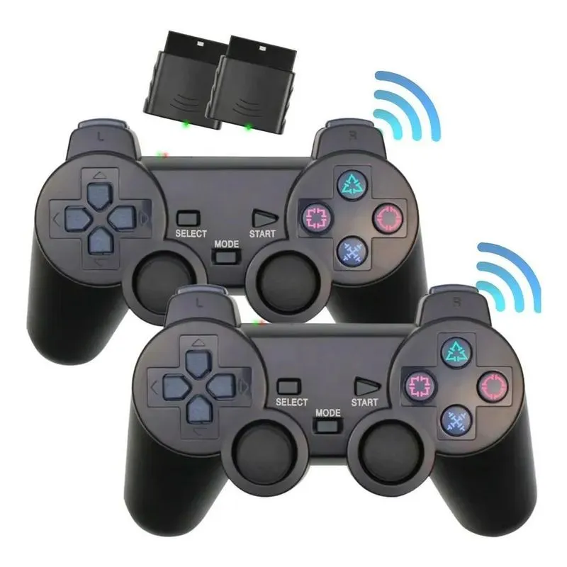 3x Manete Ps2 Play 2 Sem Fio Joystick Kit Com 2 Controles Pl