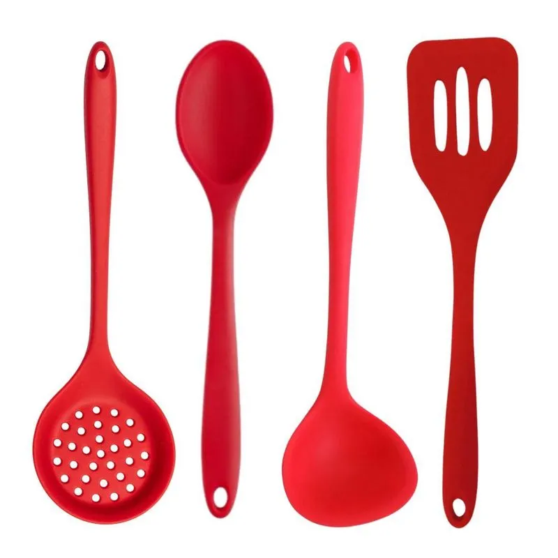 Jogo Utensílios De Cozinha Kit 4 Peças Silicone Resistente