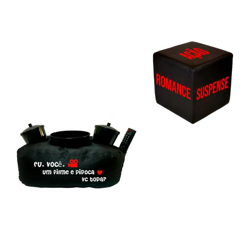 Kit Almofada De Pipoca Eu E Você + Cubo Decisivo