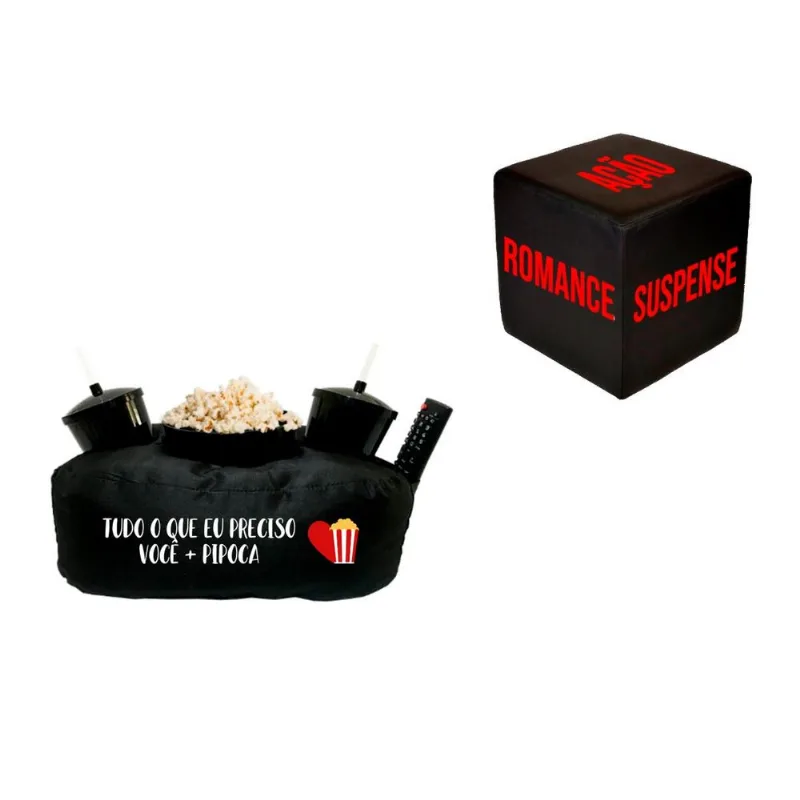Kit Almofada Pipoca Preciso De Você E Pipoca + Cubo Decisivo