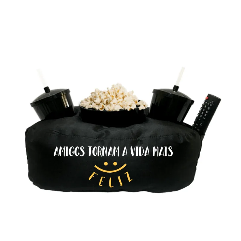 Almofada Porta Pipoca Amigos Tornam A Vida Mais Feliz
