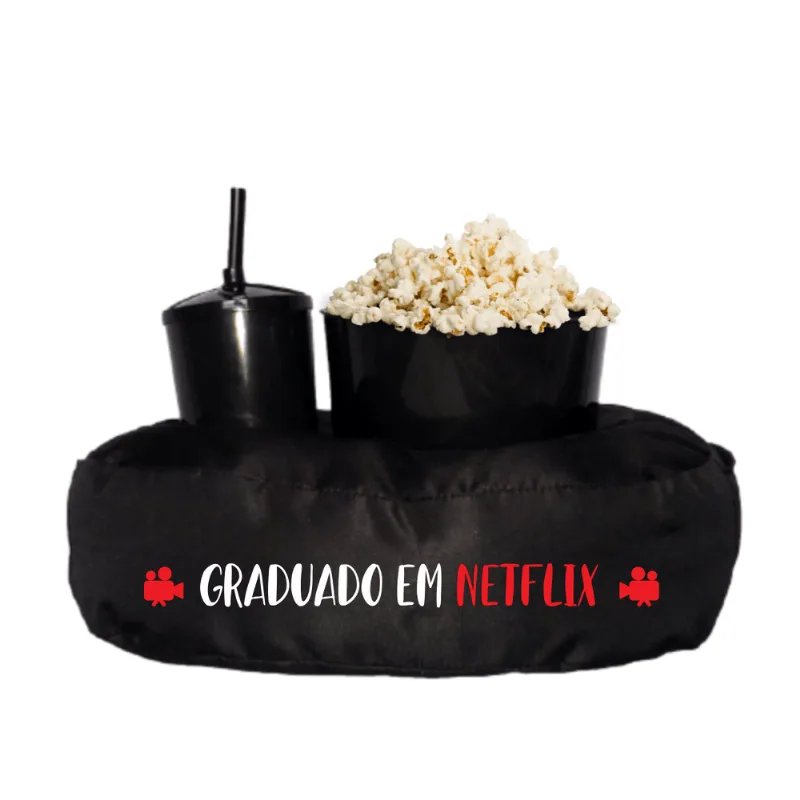 Almofada Porta Pipoca Preta Solteiro Graduado Em Netflix
